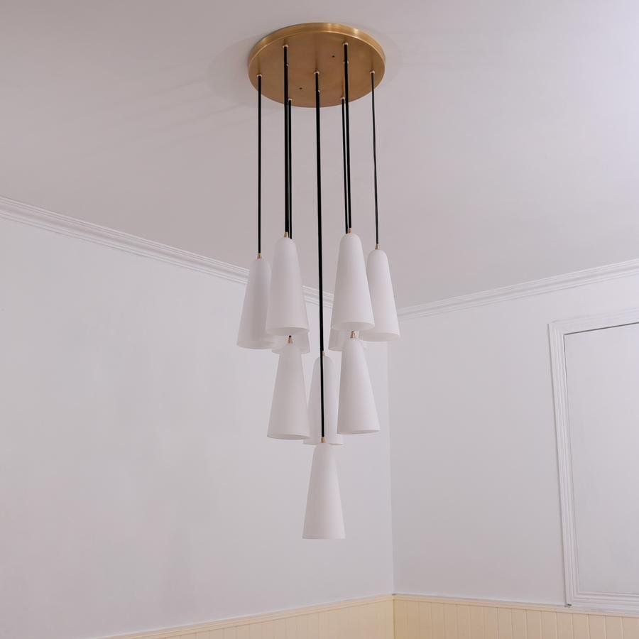 White Ceramics Round Chandelier 18" 10-light - Zelno Lighting