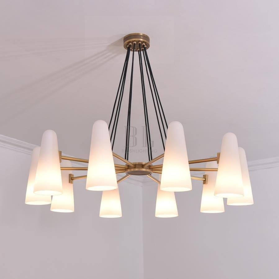 White Ceramics Round Chandelier 44", 10-lights - Zelno Lighting