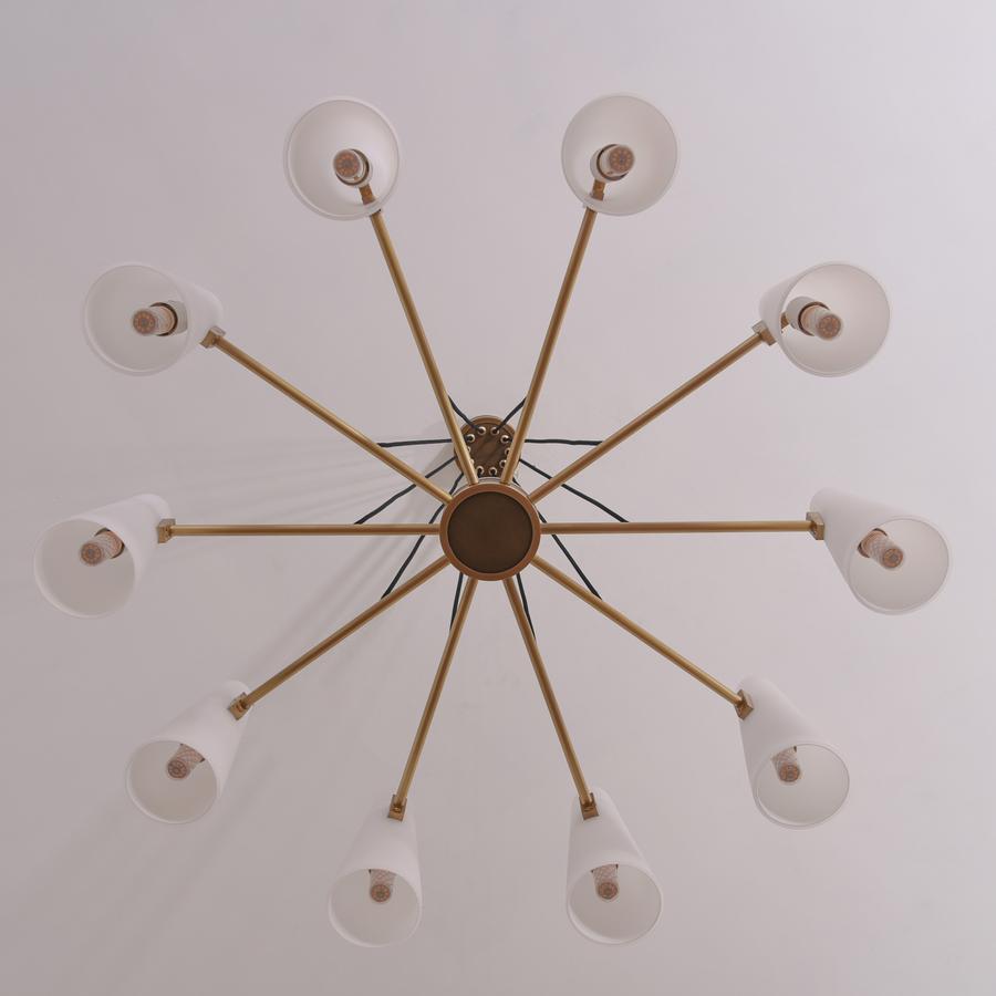 White Ceramics Round Chandelier 44", 10-lights - Zelno Lighting
