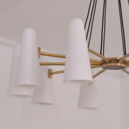 White Ceramics Round Chandelier 44", 10-lights - Zelno Lighting