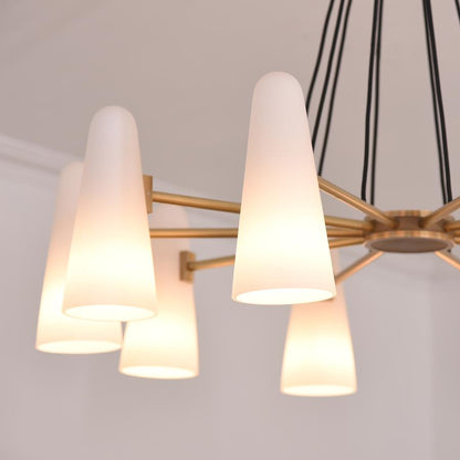 White Ceramics Round Chandelier 44", 10-lights - Zelno Lighting