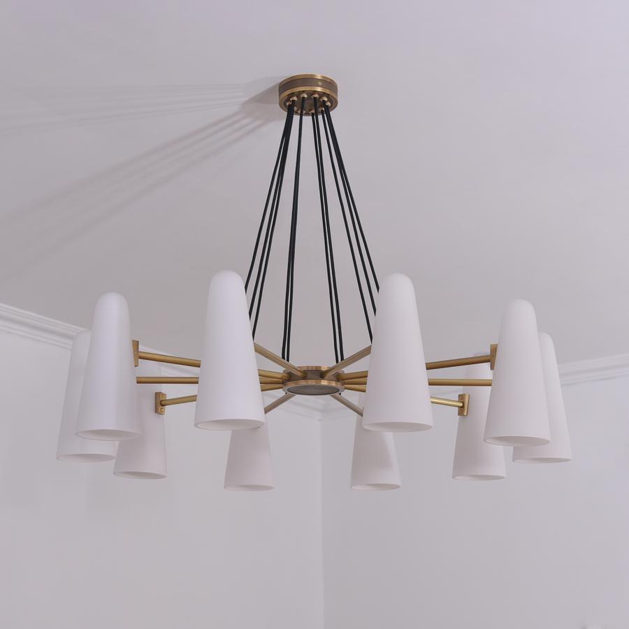 White Ceramics Round Chandelier 44", 10-lights - Zelno Lighting