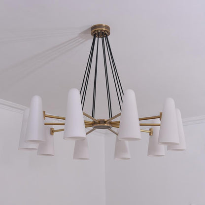 White Ceramics Round Chandelier 44", 10-lights - Zelno Lighting