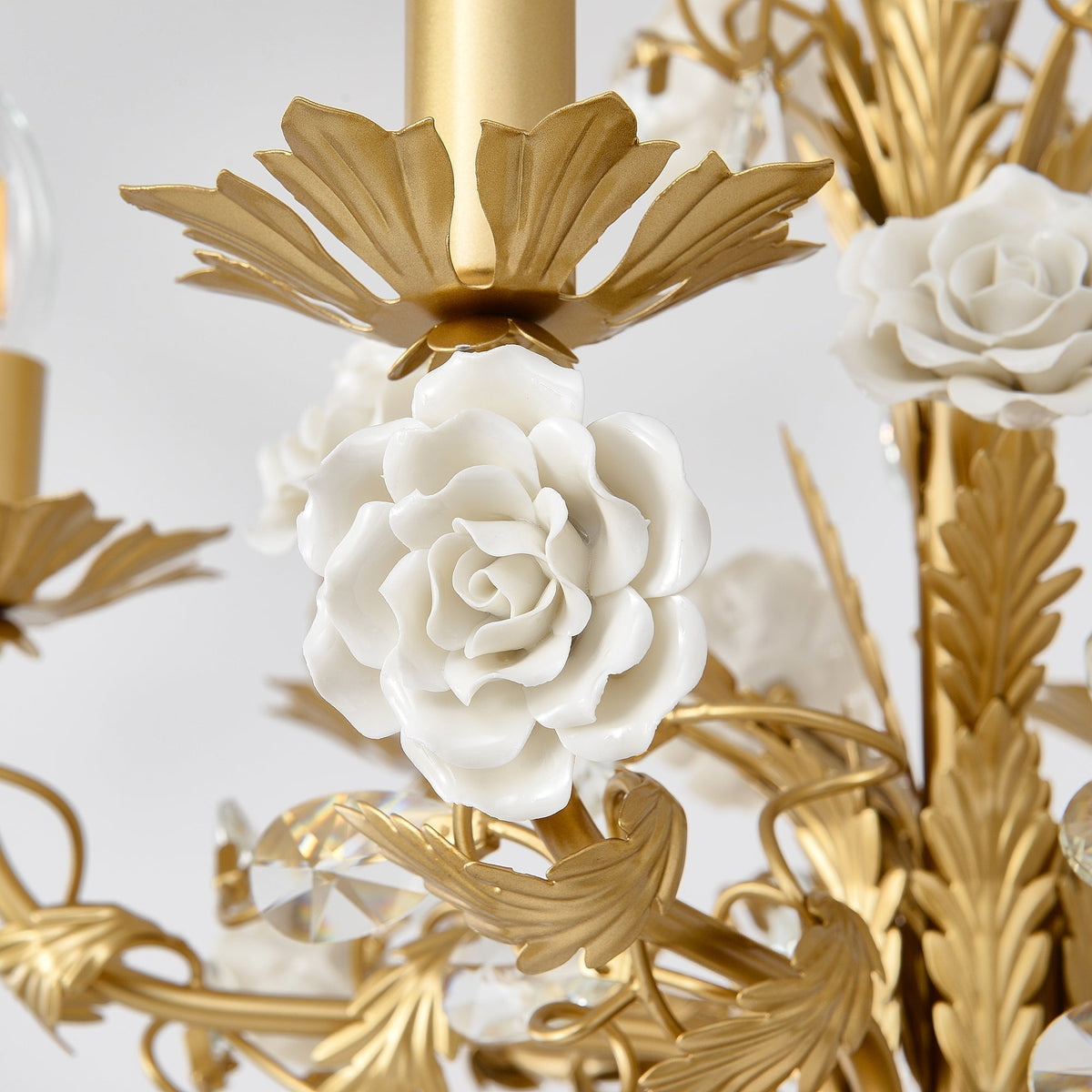 White Rose Crystal Chandelier - Zelno Lighting