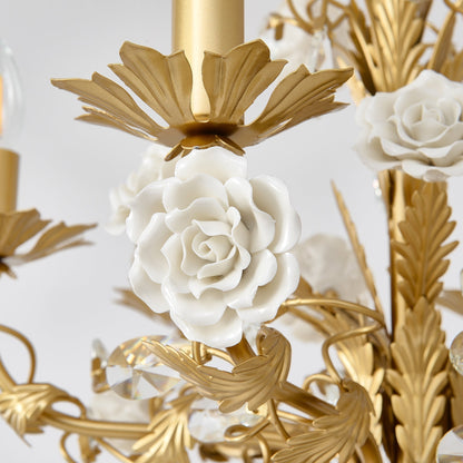 White Rose Crystal Chandelier - Zelno Lighting