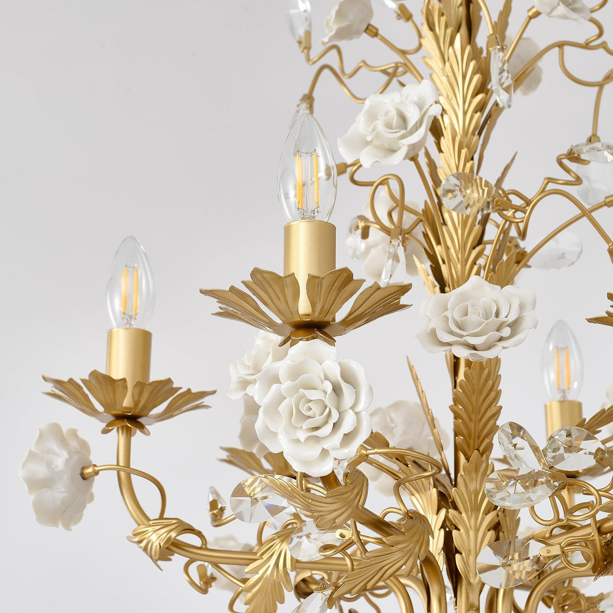 White Rose Crystal Chandelier - Zelno Lighting