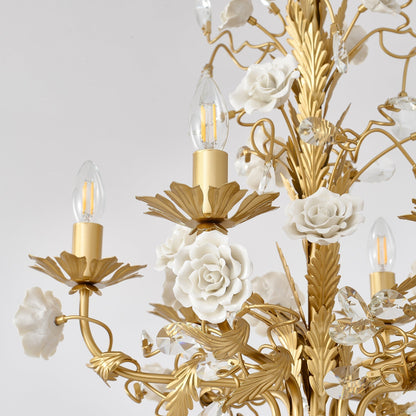 White Rose Crystal Chandelier - Zelno Lighting