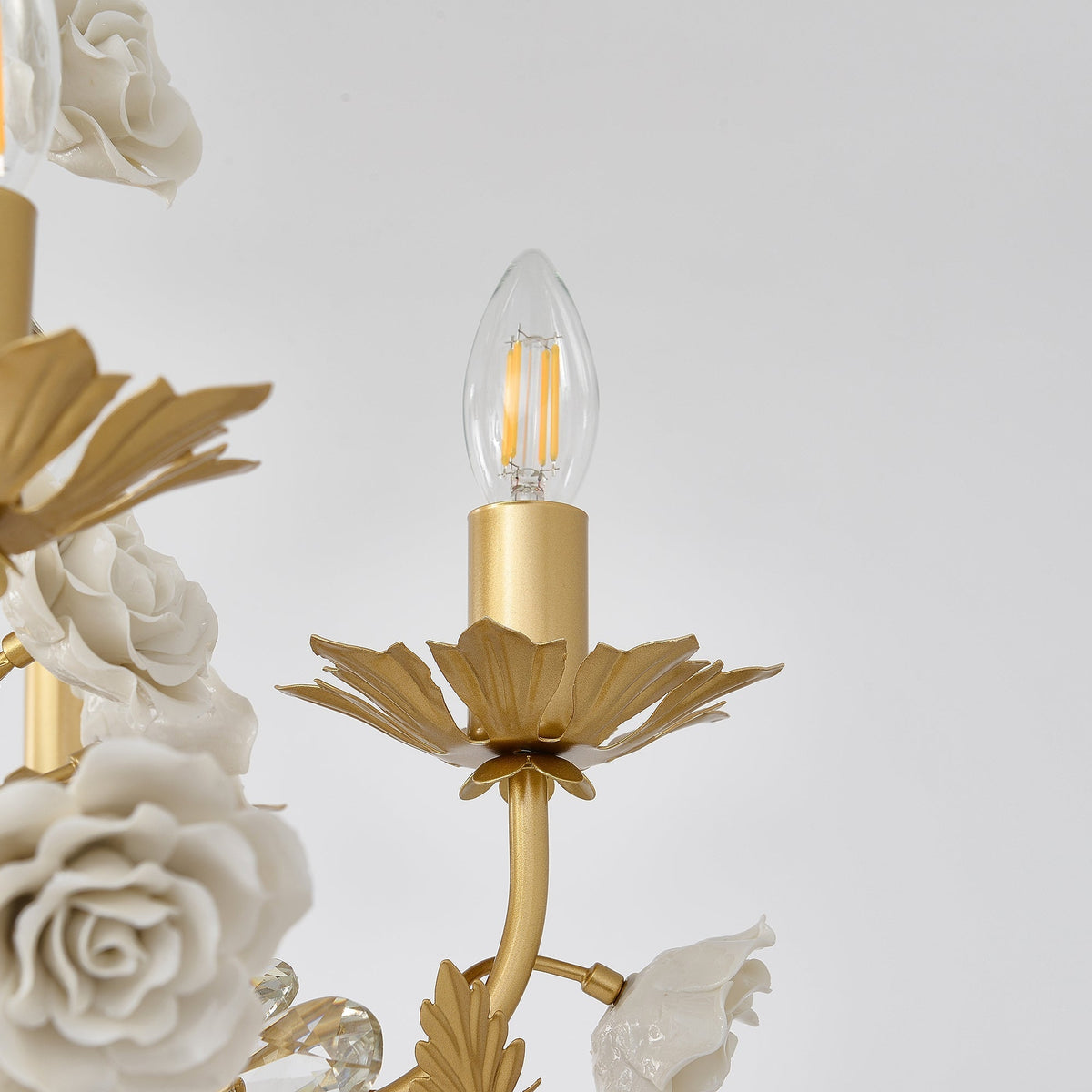White Rose Crystal Chandelier - Zelno Lighting