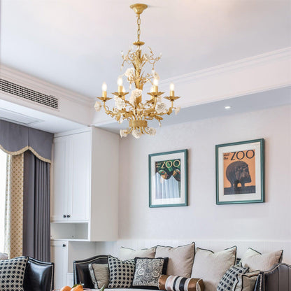 White Rose Crystal Chandelier - Zelno Lighting