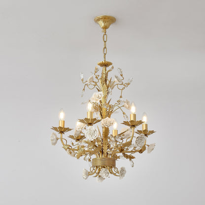 White Rose Crystal Chandelier - Zelno Lighting