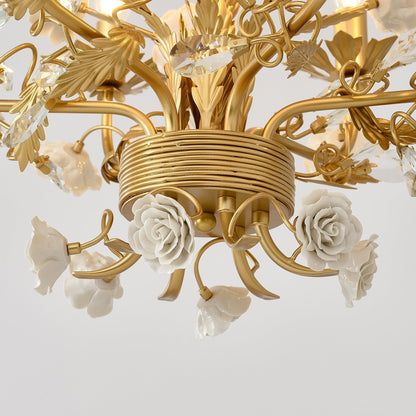 White Rose Crystal Chandelier - Zelno Lighting