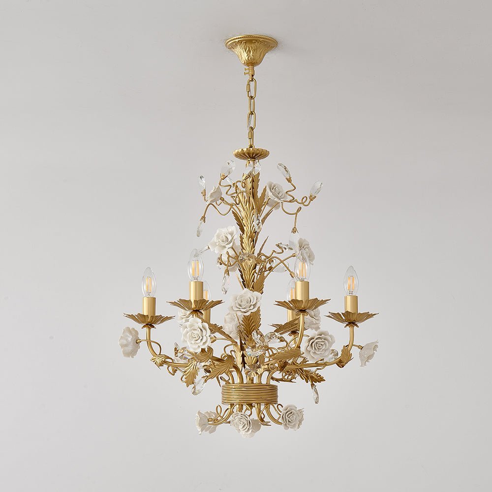 White Rose Crystal Chandelier - Zelno Lighting