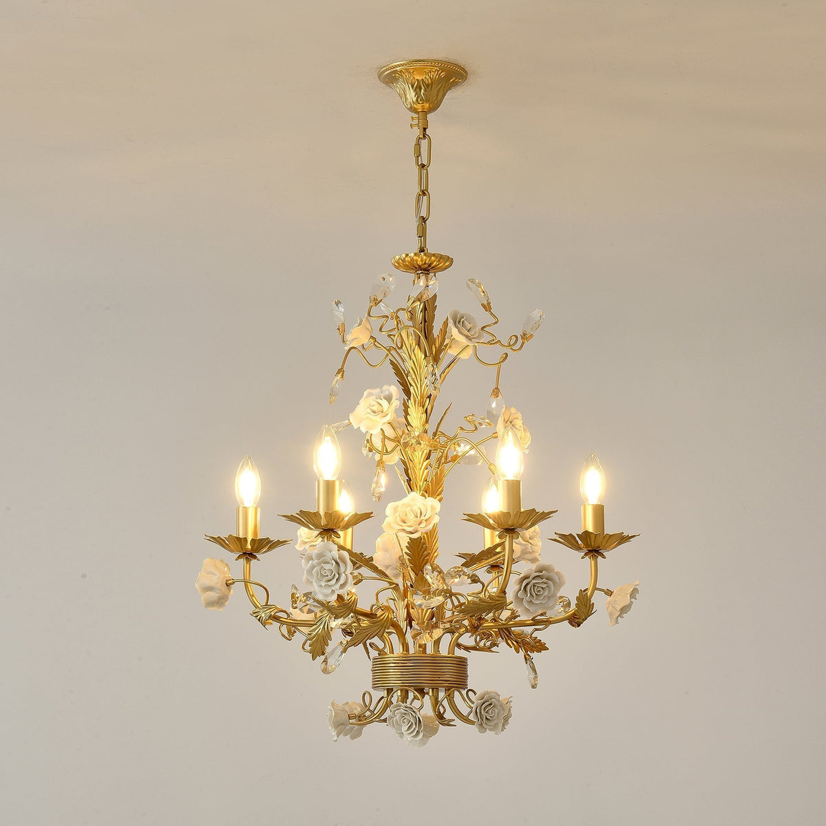 White Rose Crystal Chandelier - Zelno Lighting