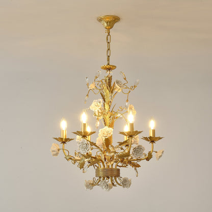 White Rose Crystal Chandelier - Zelno Lighting