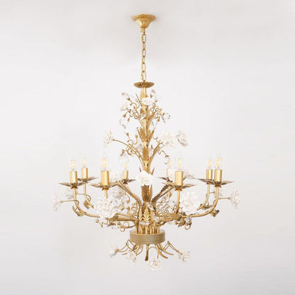 White Rose Crystal Chandelier - Zelno Lighting