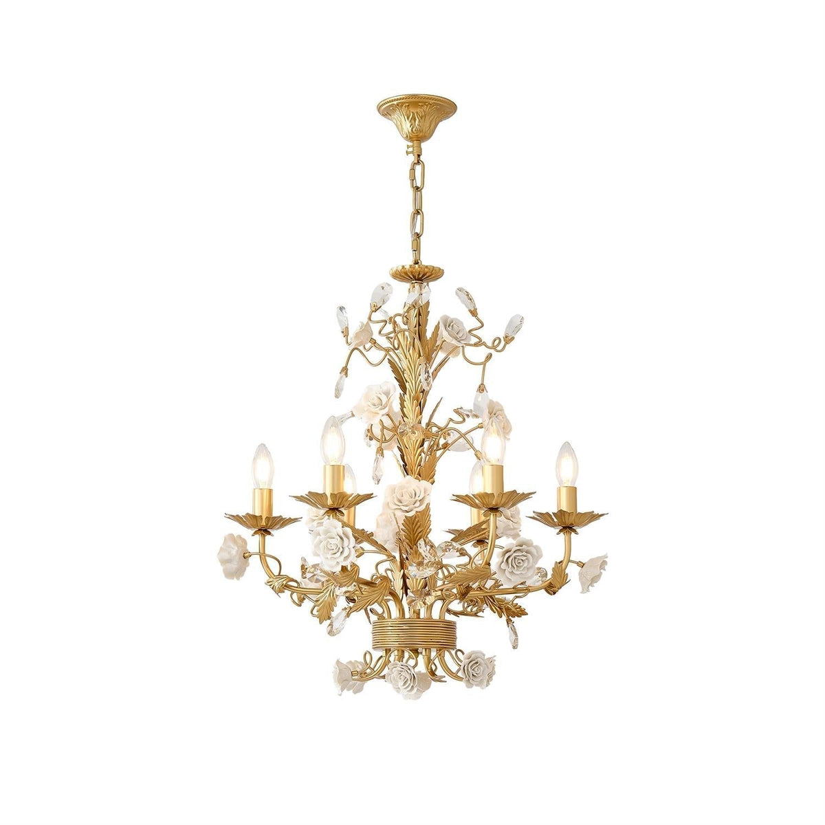White Rose Crystal Chandelier - Zelno Lighting