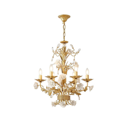 White Rose Crystal Chandelier - Zelno Lighting