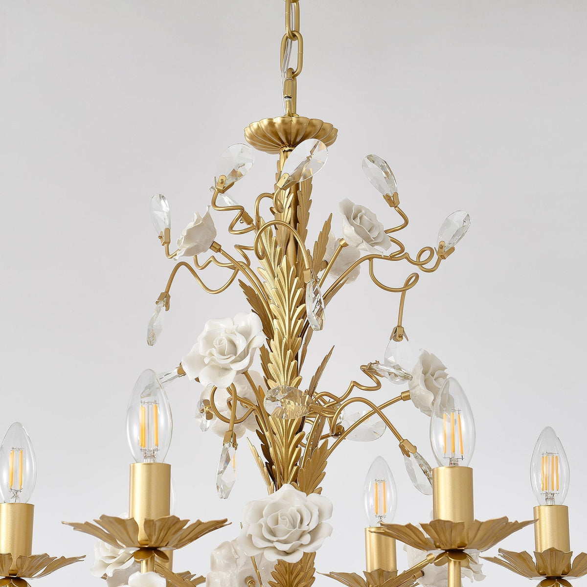 White Rose Crystal Chandelier - Zelno Lighting