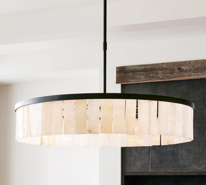 Windham Alabaster One-Tile Round Chandelier - Zelno
