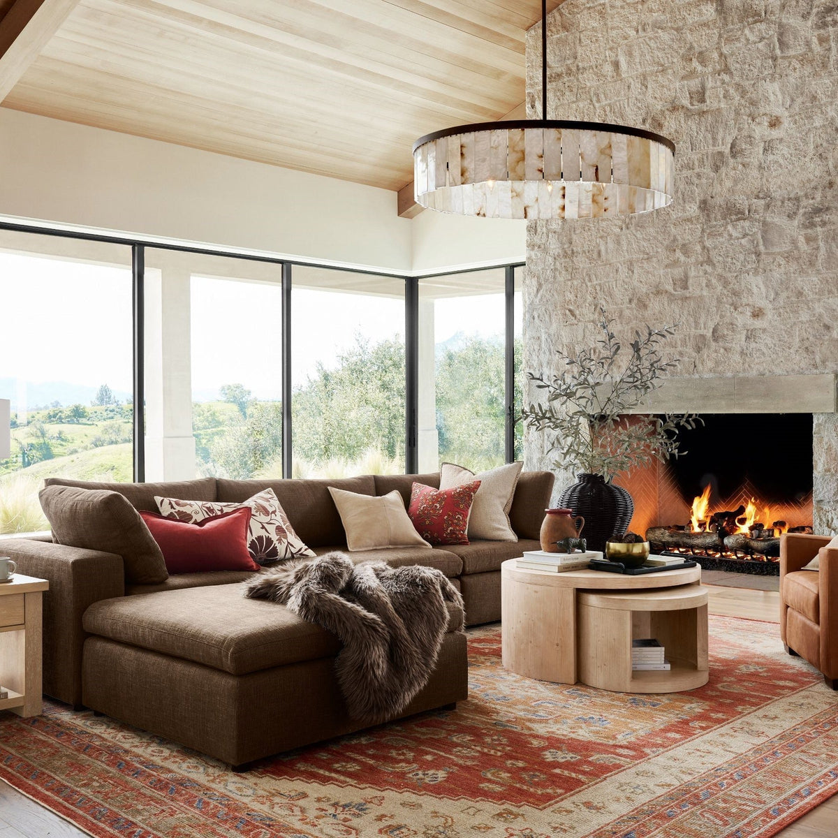 Windham Alabaster One-Tile Round Chandelier - Zelno