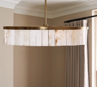 Windham Alabaster One-Tile Round Chandelier - Zelno