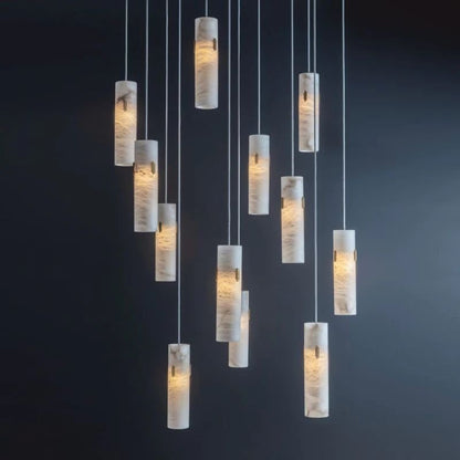 Xander Alabaster Deco 12-Light Cluster Chandelier, Adjustable Height - Zelno