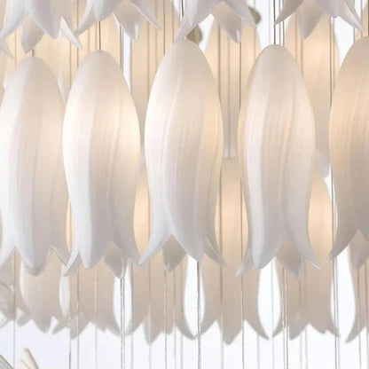 Yina White Ceramic Tulip Chandelier For Staircase - Zelno Lighting