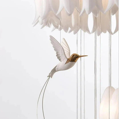 Yina White Ceramic Tulip Chandelier For Staircase - Zelno Lighting