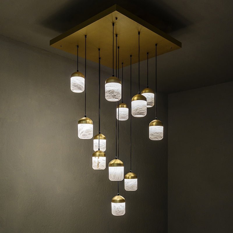 Zelno Serenity's Cascade - Modern Minimalist Alabaster Staircases Pendant Light - Zelno Lighting