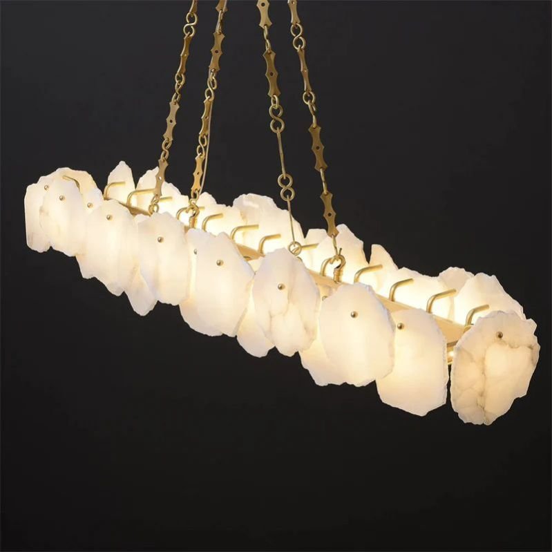 zelnolighting Alabaster OvalI Chandelier, Dining Room Chandelier - Zelno