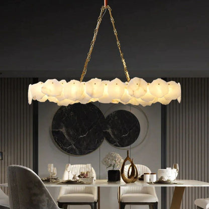 zelnolighting Alabaster OvalI Chandelier, Dining Room Chandelier - Zelno