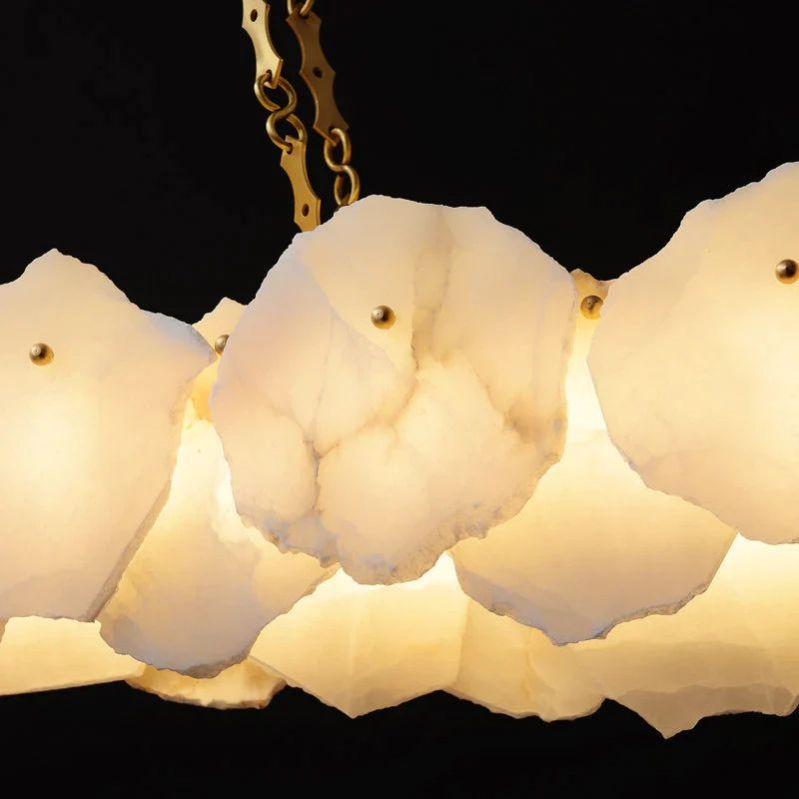 zelnolighting Alabaster OvalI Chandelier, Dining Room Chandelier - Zelno