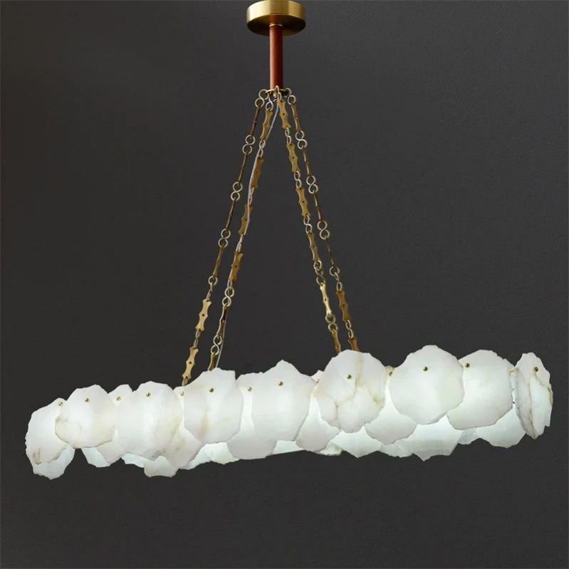 zelnolighting Alabaster OvalI Chandelier, Dining Room Chandelier - Zelno