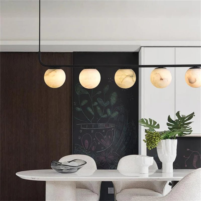 zelnolighting Amaris Alabaster Global Kitchen Island Pendant 5 Lights - Zelno