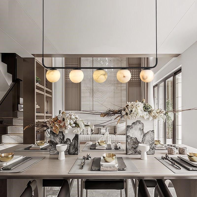 zelnolighting Amaris Alabaster Global Kitchen Island Pendant 5 Lights - Zelno