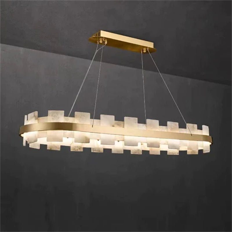 zelnolighting Anita Modern Round Alabaster Chandelier For Living Room - Zelno