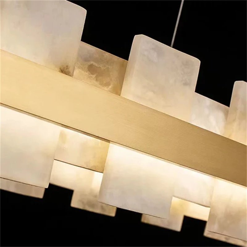 zelnolighting Anita Modern Round Alabaster Chandelier For Living Room - Zelno