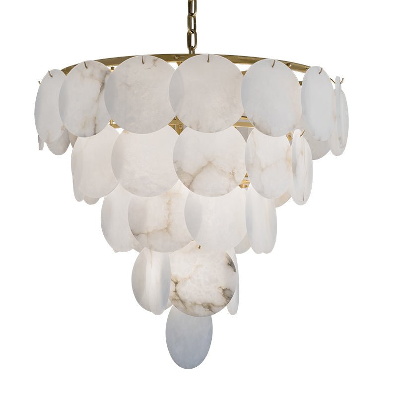 zelnolighting Aurora Round Chandelier Alabaster for Living Room Dining Table - Zelno