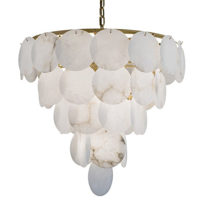 zelnolighting Aurora Round Chandelier Alabaster for Living Room Dining Table - Zelno