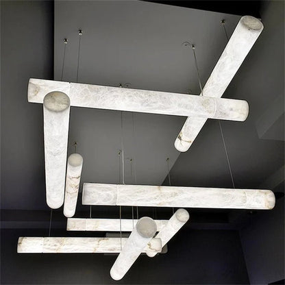 zelnolighting Avis Alabaster Linear Pendant Light Over Kitchen Island - Zelno