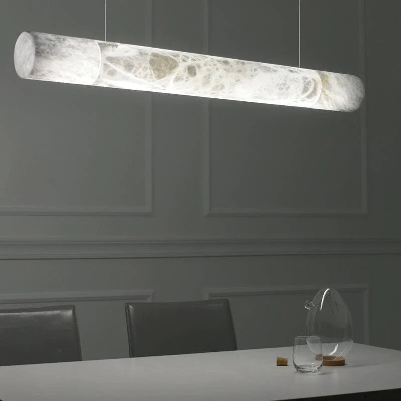 zelnolighting Avis Alabaster Linear Pendant Light Over Kitchen Island - Zelno