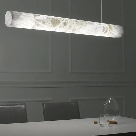 zelnolighting Avis Alabaster Linear Pendant Light Over Kitchen Island - Zelno