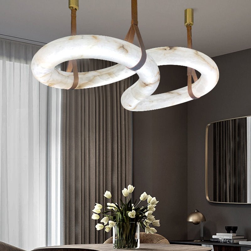 zelnolighting Beverly Designer Contemporary Alabaster Chandelier for Living Room - Zelno