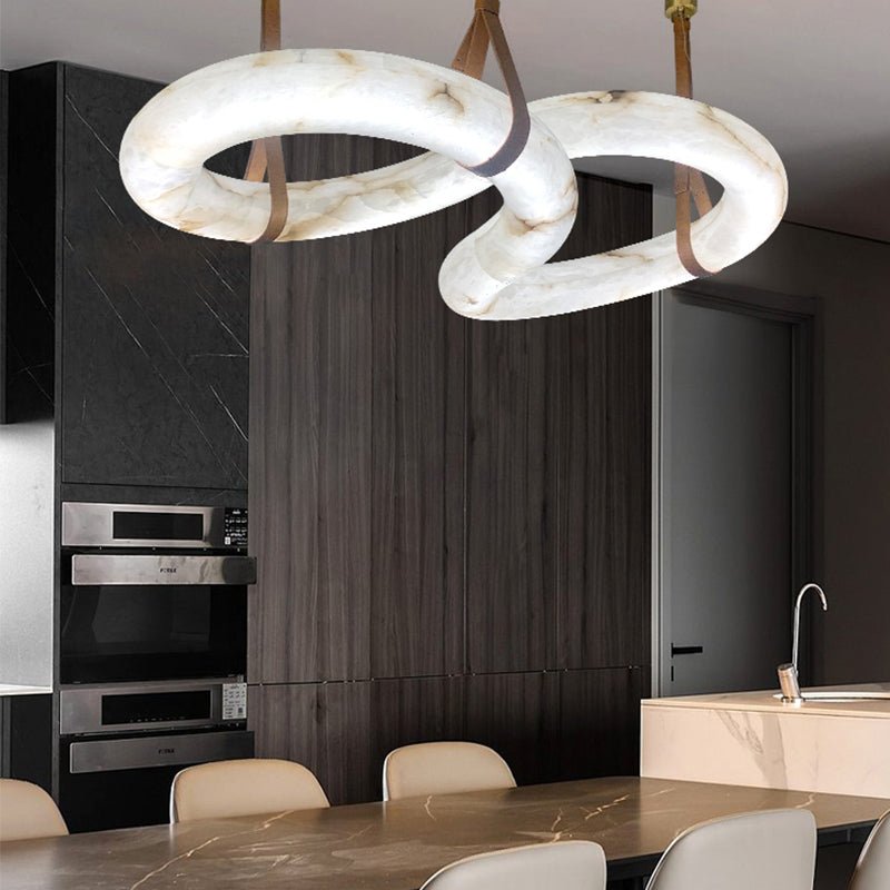 zelnolighting Beverly Designer Contemporary Alabaster Chandelier for Living Room - Zelno