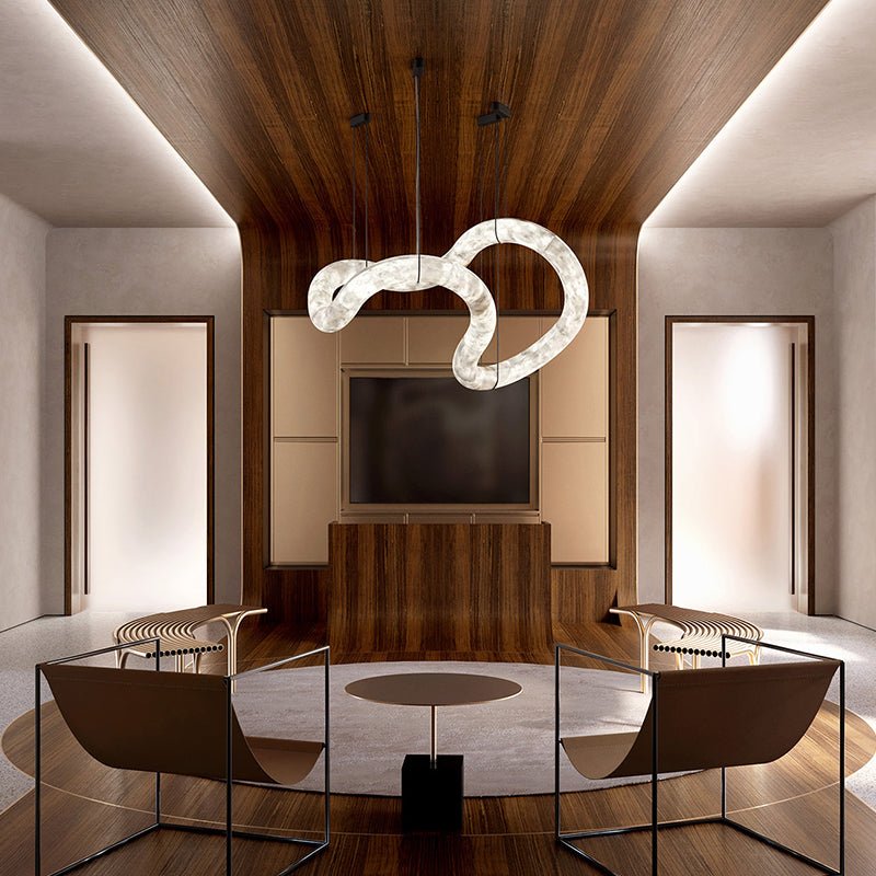 zelnolighting Beverly Symmetrical Entryway Alabaster Pendant Light for Dining Table - Zelno