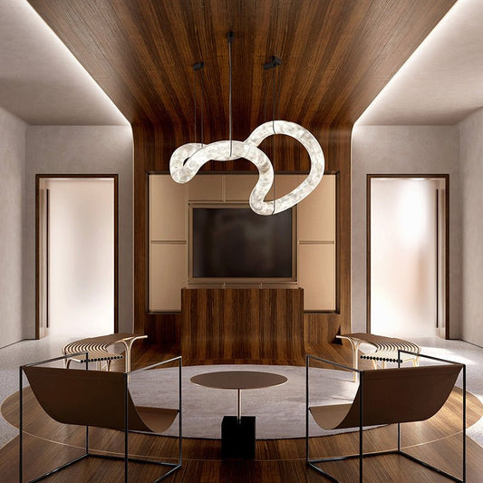 zelnolighting Beverly Symmetrical Entryway Alabaster Pendant Light for Dining Table - Zelno