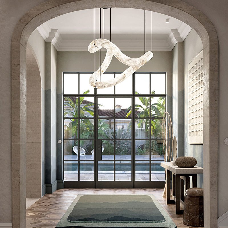 zelnolighting Beverly Symmetrical Entryway Alabaster Pendant Light for Dining Table - Zelno