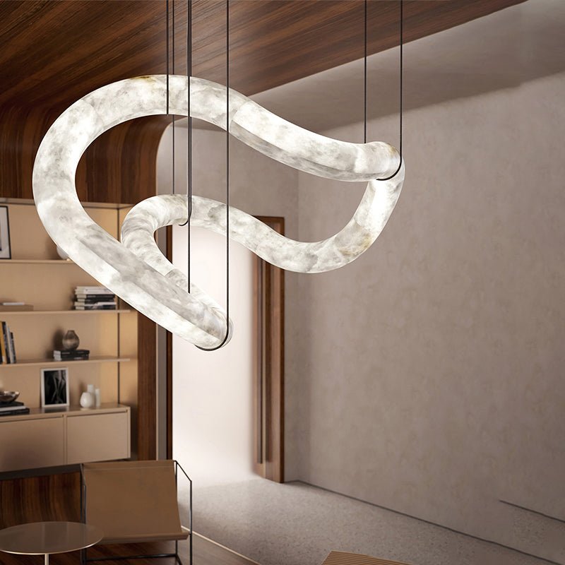 zelnolighting Beverly Symmetrical Entryway Alabaster Pendant Light for Dining Table - Zelno