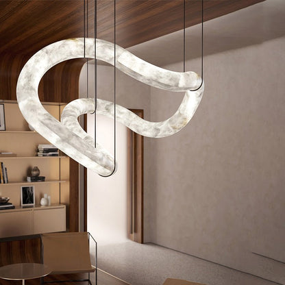 zelnolighting Beverly Symmetrical Entryway Alabaster Pendant Light for Dining Table - Zelno