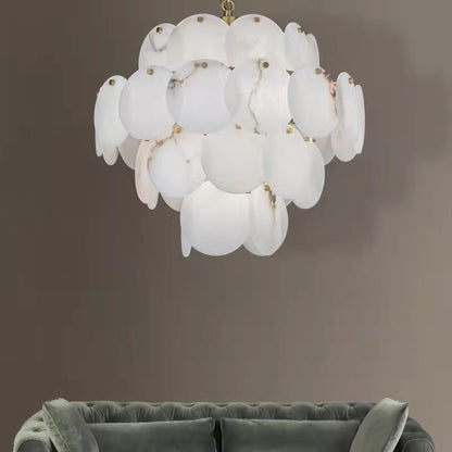 zelnolighting Celestia Modern Round Alabaster Chandelier Light, Luxurious Round Chandelier - Zelno